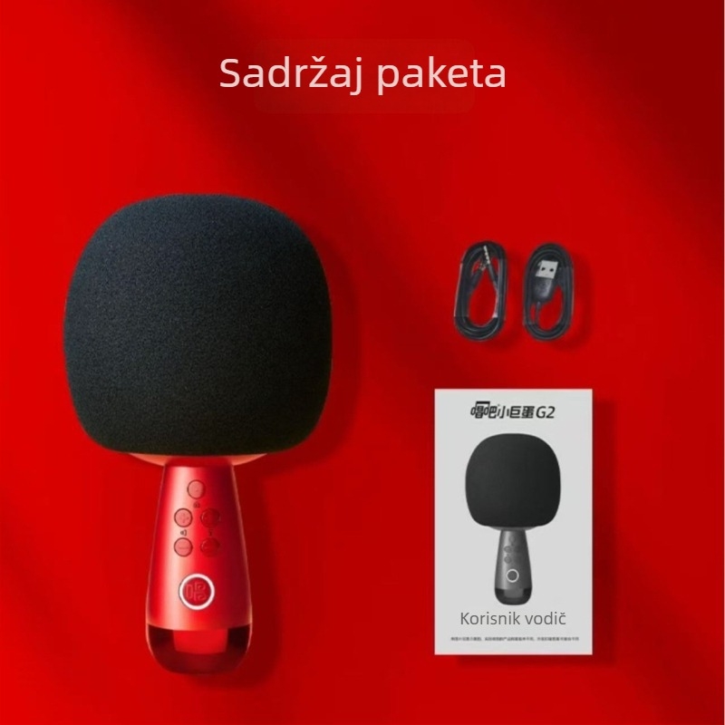 Mobilni karaoke mikrofon G2 s ugrađenom zvučnom kartom, superkardioidni usmjeren mikrofon, Bluetooth 5.0, trajanje baterije 6-8 sati