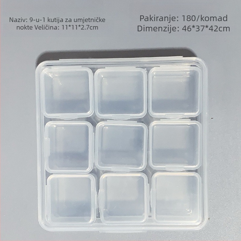 Kutija za pohranu nakita i manikure s 12 prozirnih pretinaca, neovisni mrežasti dizajn, višenamjenska