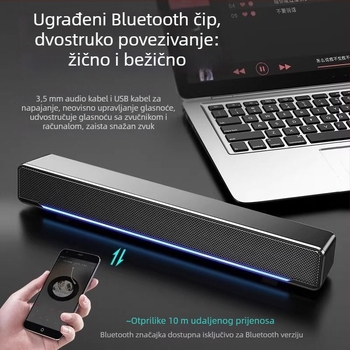 Desktop zvučnici USB/Bluetooth za računalo s integriranim mikrofonom i subwooferom, 2.0