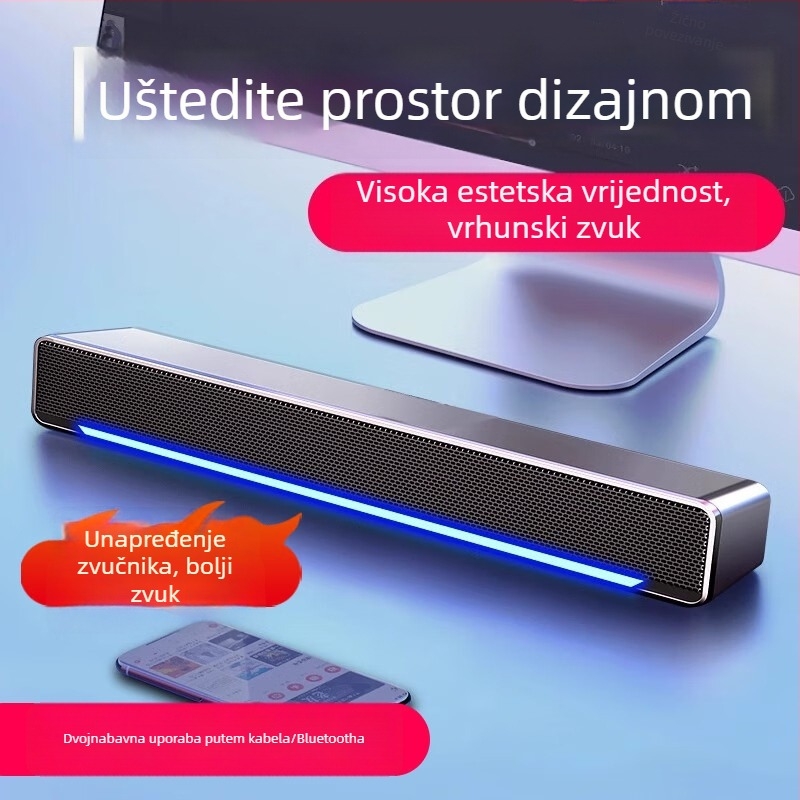 Desktop zvučnici USB/Bluetooth za računalo s integriranim mikrofonom i subwooferom, 2.0