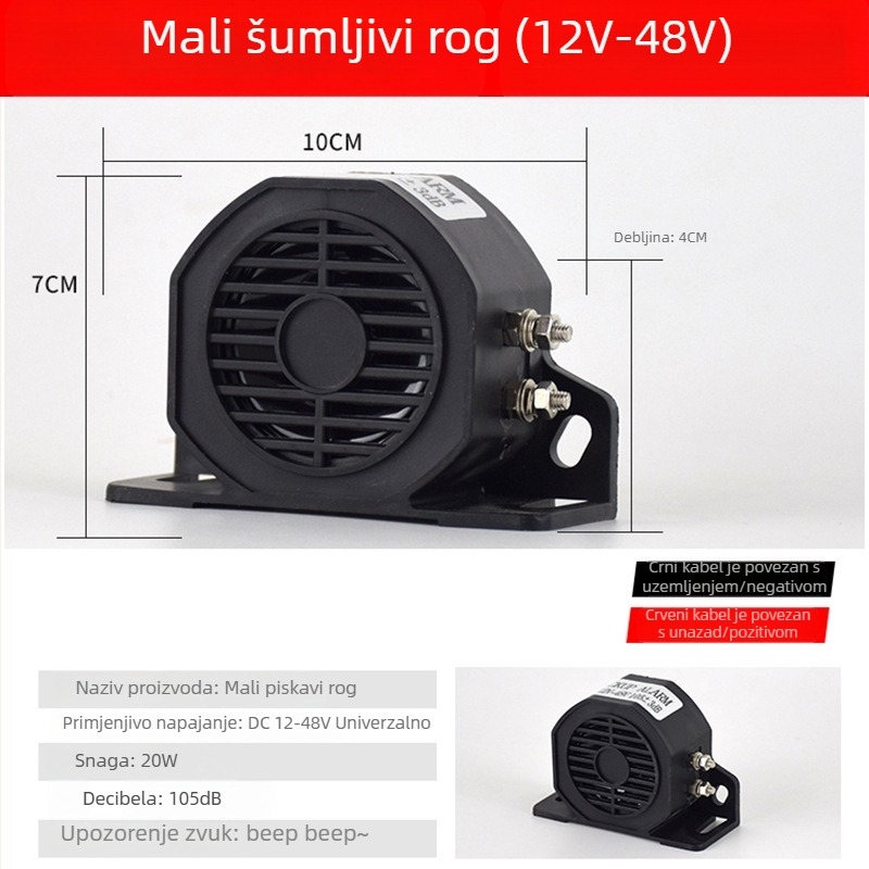 Visokotonac zvučnik za stražnji hod – klaxon za vožnju unatrag, model Reversing horn, bez prilagodbe