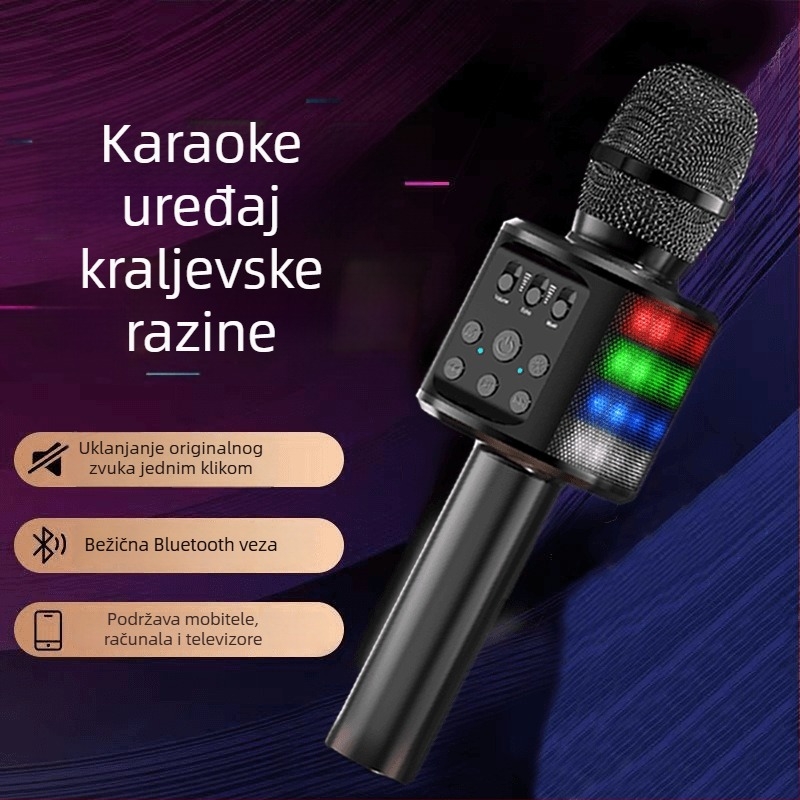Bežični karaoke audio sustav s mikrofonom, model Q98, Bluetooth 5.0, izlazna snaga 5 W, frekvencijski odziv 100 Hz–20 kHz, baterija 1000–1200 mAh