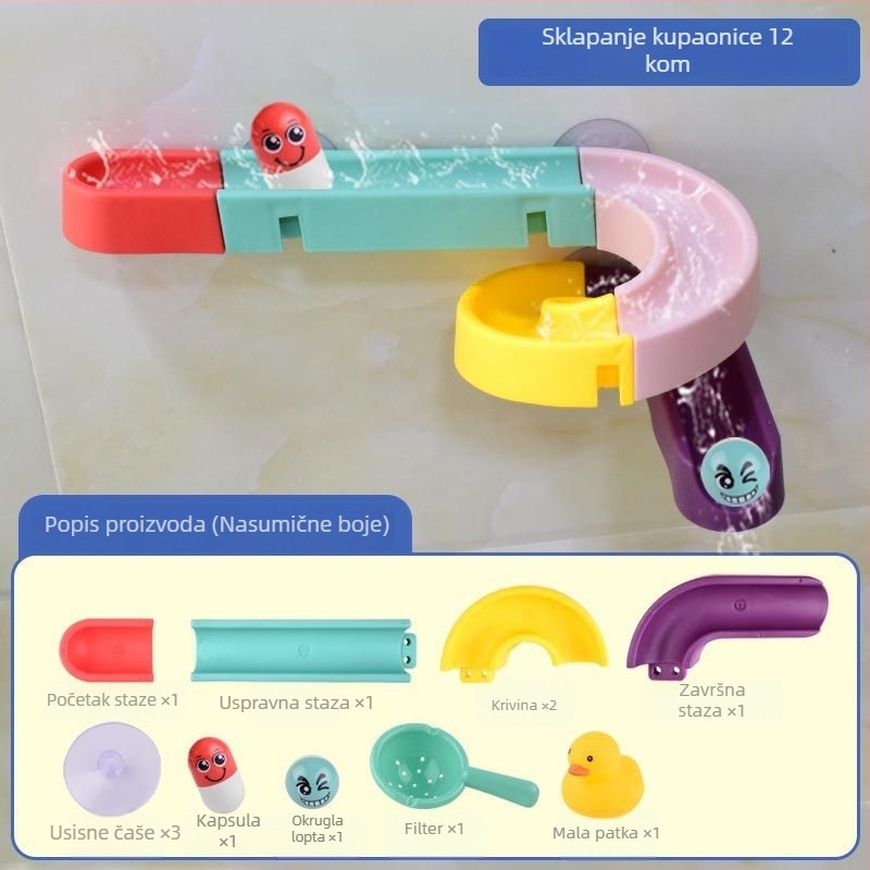 Plastična igračka za kupanje s dráhom kuglice i DIY blokovima za vodene igre, 3C certifikat, za djecu 4–6 godina