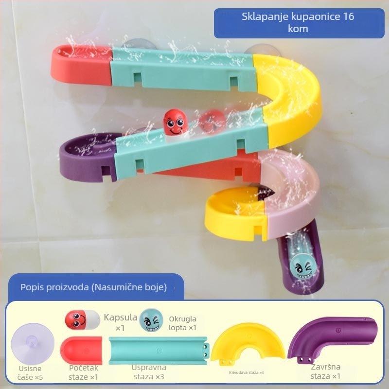 Plastična igračka za kupanje s dráhom kuglice i DIY blokovima za vodene igre, 3C certifikat, za djecu 4–6 godina