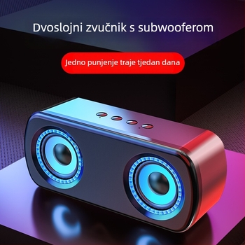 Bežični Bluetooth zvučnik s dvostrukim zvučnicima, Bluetooth 5.0, 40 Hz–20 kHz, 5W, 360° surround zvuk