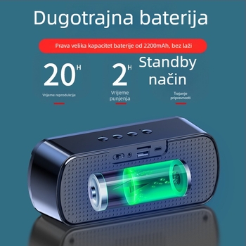 Bežični Bluetooth zvučnik s dvostrukim zvučnicima, Bluetooth 5.0, 40 Hz–20 kHz, 5W, 360° surround zvuk
