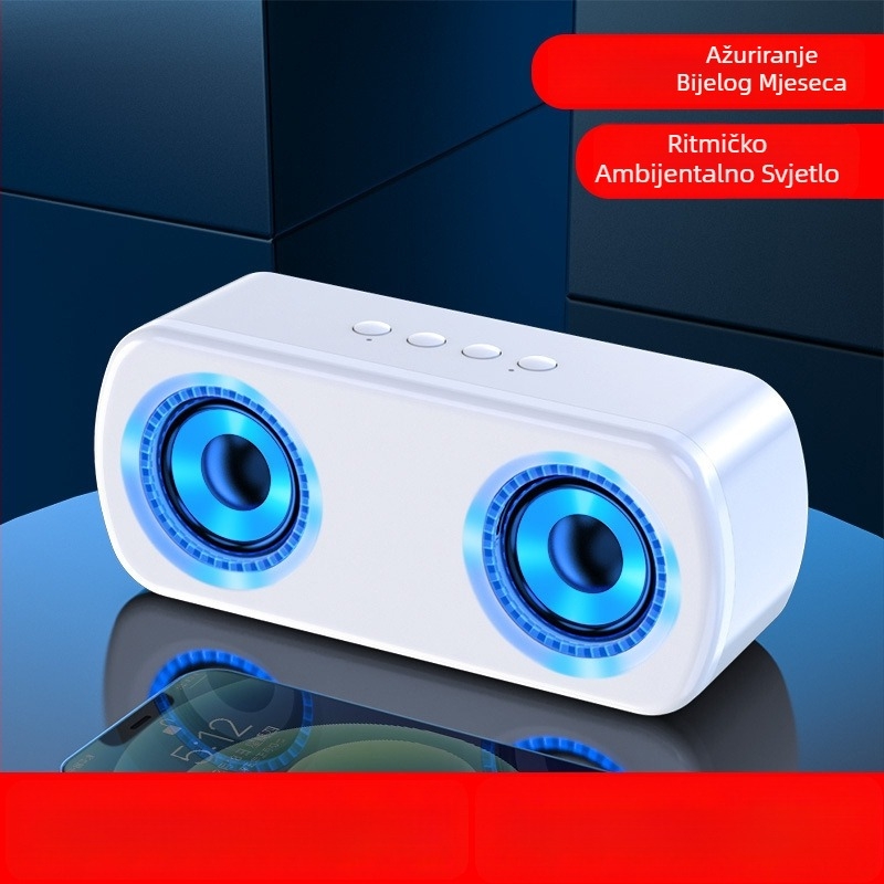 Bežični Bluetooth zvučnik s dvostrukim zvučnicima, Bluetooth 5.0, 40 Hz–20 kHz, 5W, 360° surround zvuk