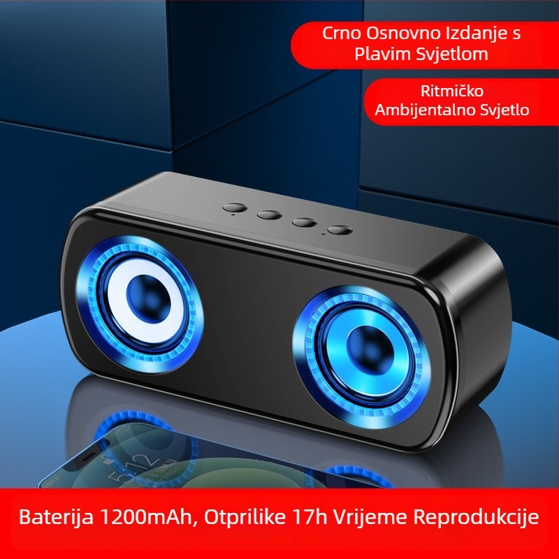 Bežični Bluetooth zvučnik s dvostrukim zvučnicima, Bluetooth 5.0, 40 Hz–20 kHz, 5W, 360° surround zvuk