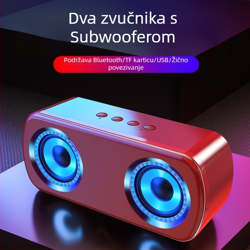 Bežični Bluetooth zvučnik s dvostrukim zvučnicima, Bluetooth 5.0, 40 Hz–20 kHz, 5W, 360° surround zvuk
