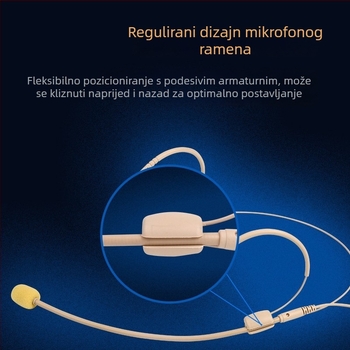 Bežični headset mikrofon sustav s prijemnikom, omnidirekcionalni mikrofon, raspon frekvencija 100 Hz–20 kHz, SNR ≥75 dB, nominalna snaga 20 mW, radni napon 1–9 V