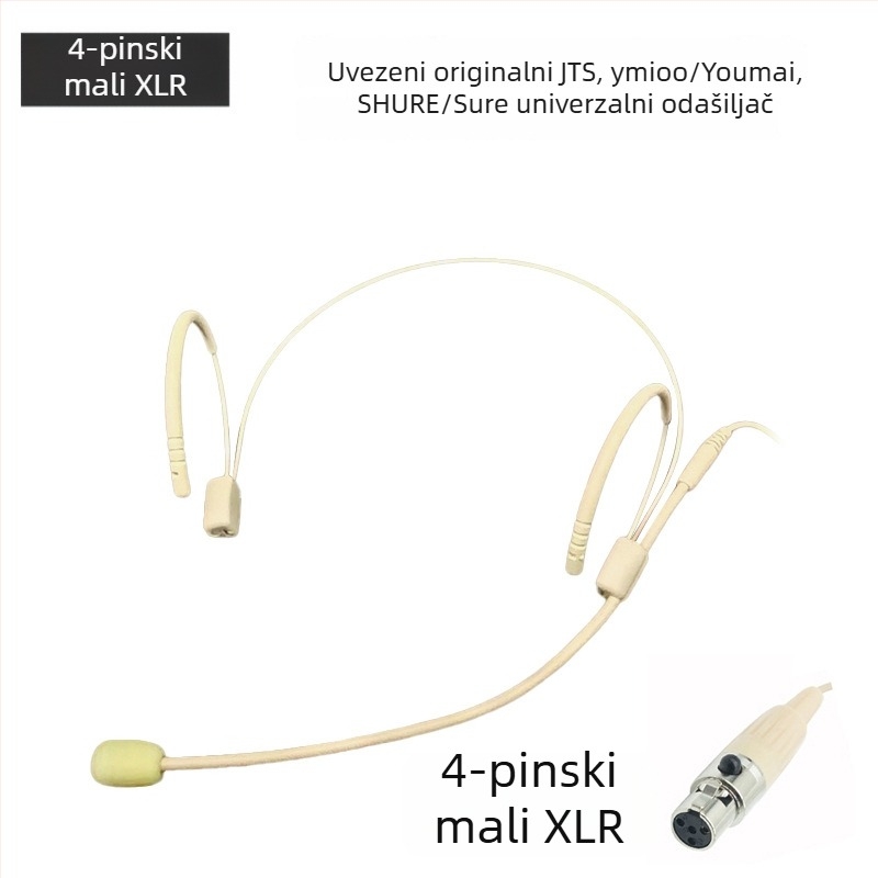 Bežični headset mikrofon sustav s prijemnikom, omnidirekcionalni mikrofon, raspon frekvencija 100 Hz–20 kHz, SNR ≥75 dB, nominalna snaga 20 mW, radni napon 1–9 V