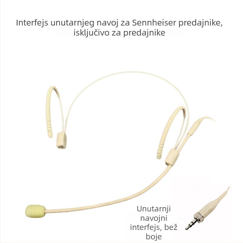 Bežični headset mikrofon sustav s prijemnikom, omnidirekcionalni mikrofon, raspon frekvencija 100 Hz–20 kHz, SNR ≥75 dB, nominalna snaga 20 mW, radni napon 1–9 V