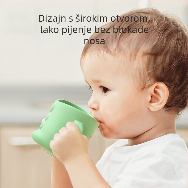 Dječji čaš za pranje zubi i ispiranje usta, plastični, dizajn dinosaura, crtani motiv, otporan na padove