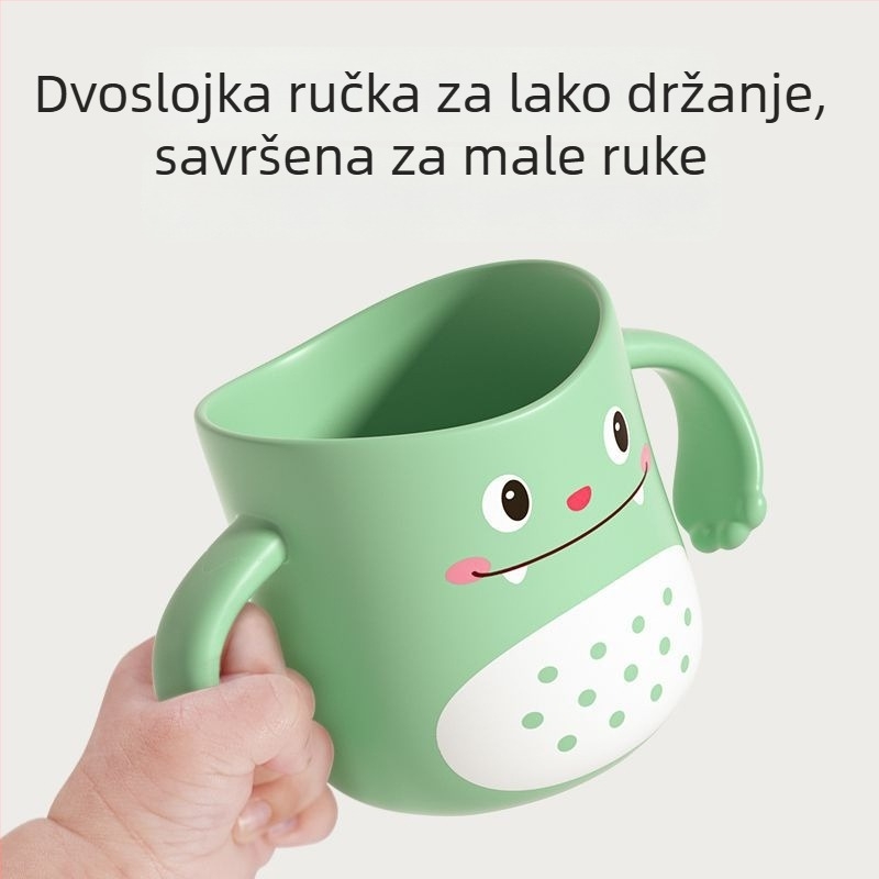 Dječji čaš za pranje zubi i ispiranje usta, plastični, dizajn dinosaura, crtani motiv, otporan na padove