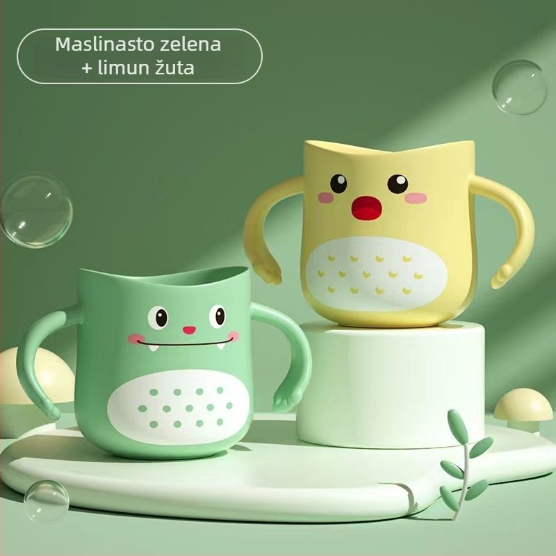 Dječji čaš za pranje zubi i ispiranje usta, plastični, dizajn dinosaura, crtani motiv, otporan na padove