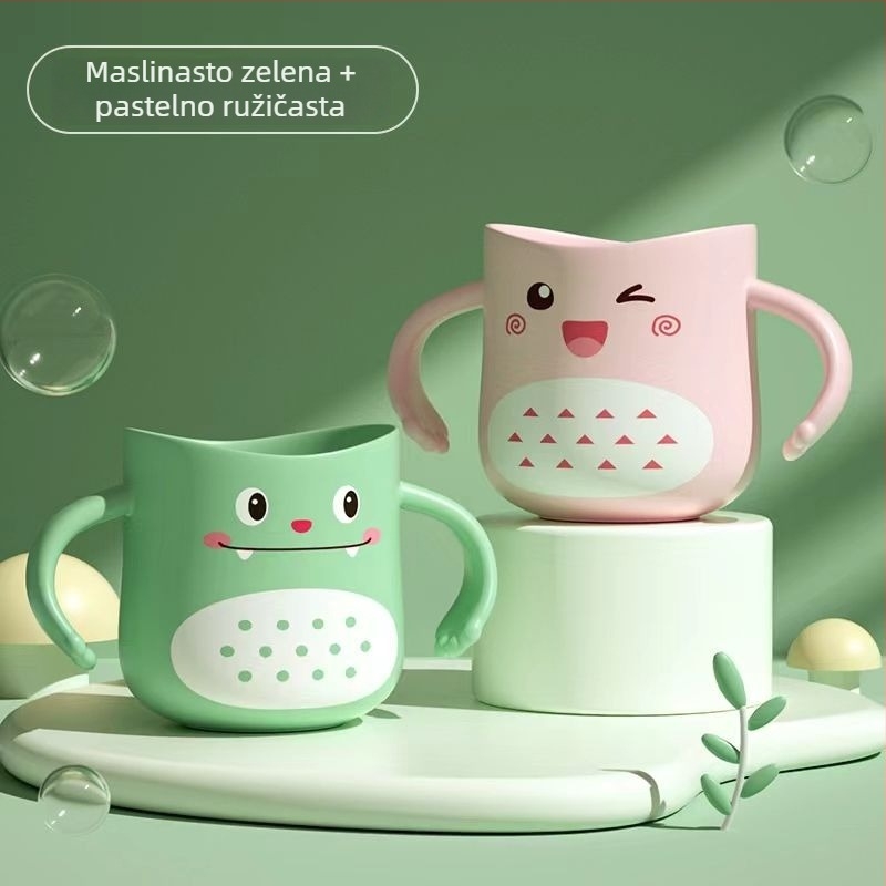 Dječji čaš za pranje zubi i ispiranje usta, plastični, dizajn dinosaura, crtani motiv, otporan na padove