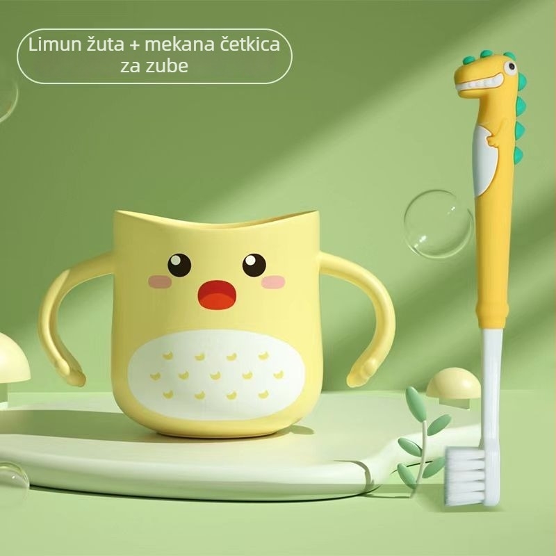 Dječji čaš za pranje zubi i ispiranje usta, plastični, dizajn dinosaura, crtani motiv, otporan na padove