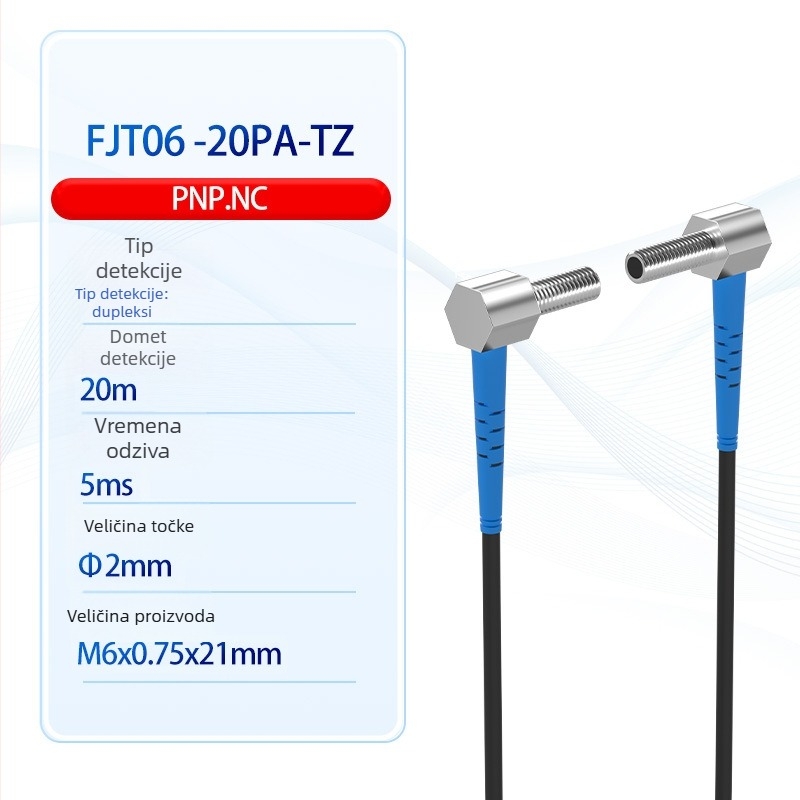 FUWEI laserski senzor za mjerenje udaljenosti, 20 m domet, pravokutni ugao, model FJT04-20N-TZ, IP65