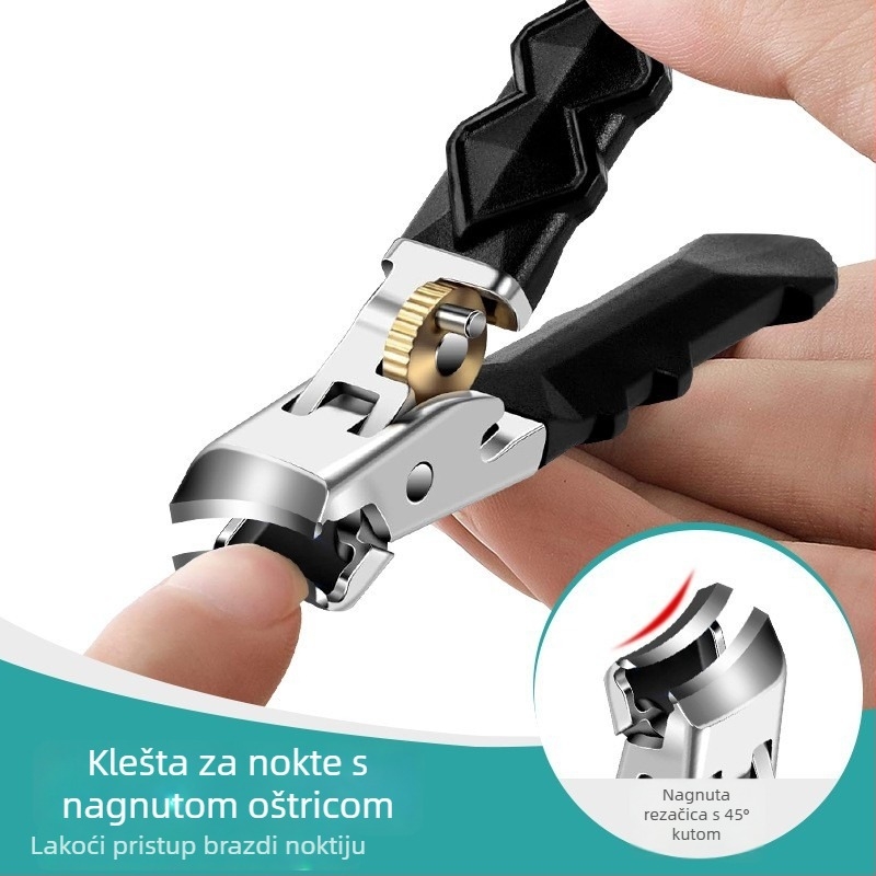 Set za nokte s velikim otvorom, zaštita od prskanja, ergonomski držač, materijal: plastika + nehrđajući čelik, prenosni kućni model