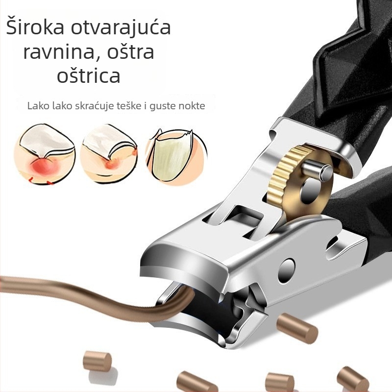 Set za nokte s velikim otvorom, zaštita od prskanja, ergonomski držač, materijal: plastika + nehrđajući čelik, prenosni kućni model