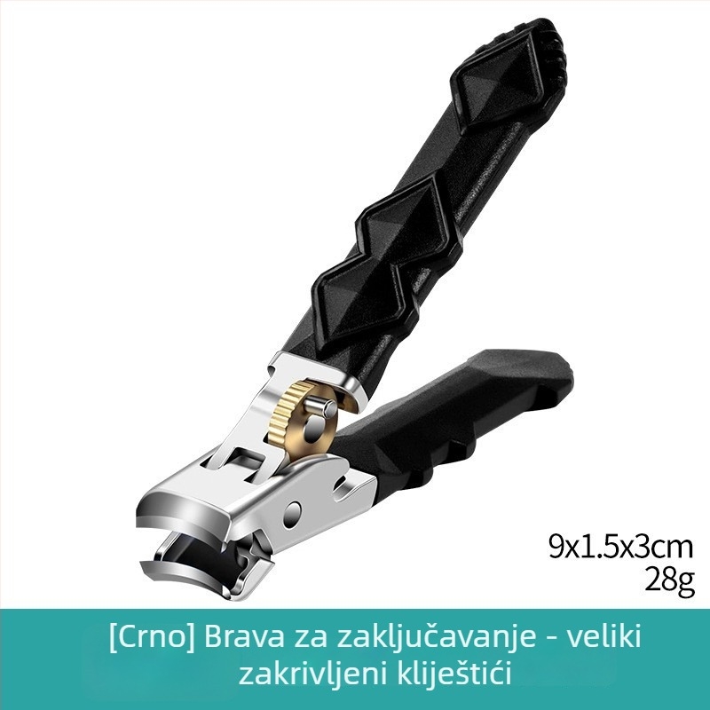 Set za nokte s velikim otvorom, zaštita od prskanja, ergonomski držač, materijal: plastika + nehrđajući čelik, prenosni kućni model