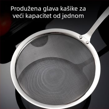 304 nehrđajući čelik mrežasto sito s dugim držačem za duboko prženje i kuhanje u loncu – protiv klizanja, protiv opeklina, dvostruki kuk