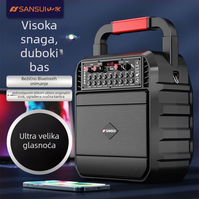 Bežični Bluetooth prijenosni zvučnik za dom i vanjsku upotrebu – IPX4, 40 Hz–20 kHz, SNR ≥100 dB, ugrađena baterija 1200–2000 mAh, slot za karticu
