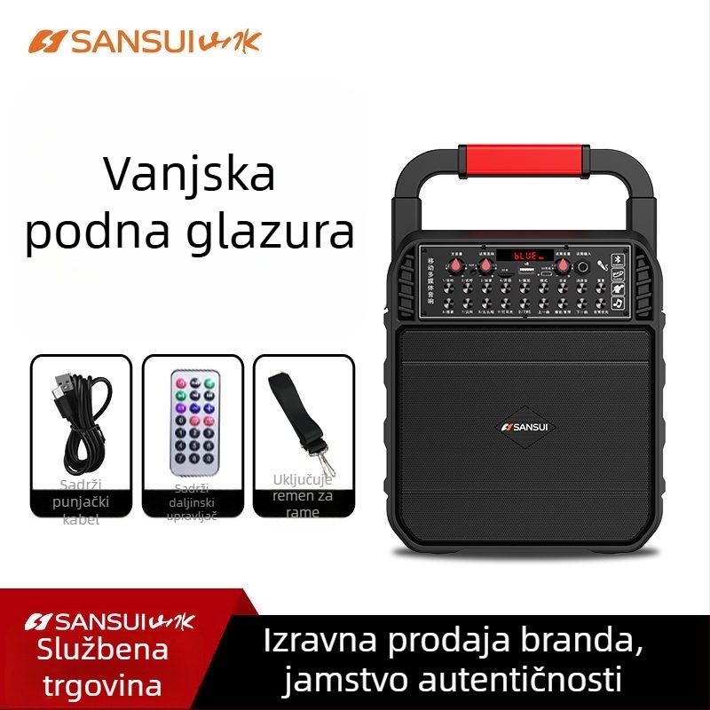Bežični Bluetooth prijenosni zvučnik za dom i vanjsku upotrebu – IPX4, 40 Hz–20 kHz, SNR ≥100 dB, ugrađena baterija 1200–2000 mAh, slot za karticu