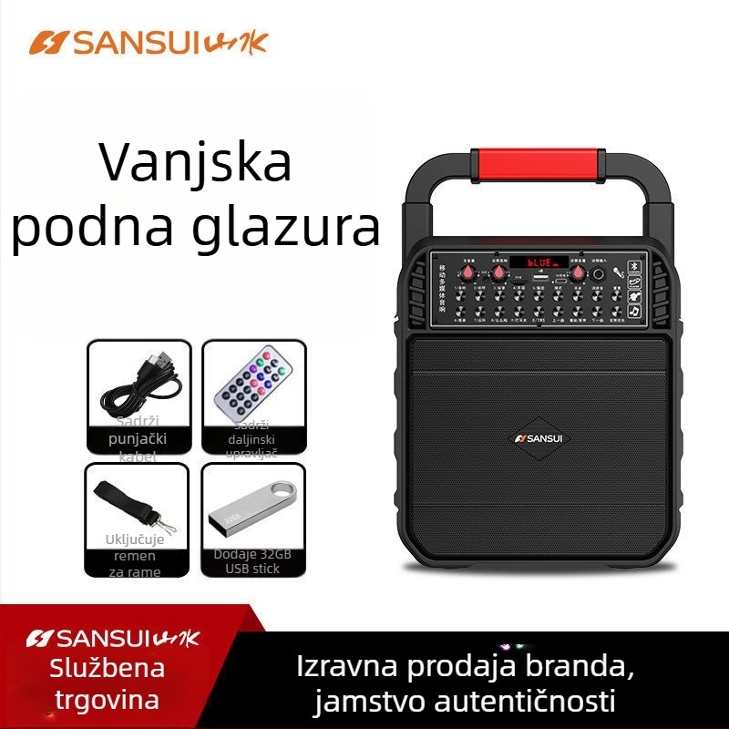 Bežični Bluetooth prijenosni zvučnik za dom i vanjsku upotrebu – IPX4, 40 Hz–20 kHz, SNR ≥100 dB, ugrađena baterija 1200–2000 mAh, slot za karticu