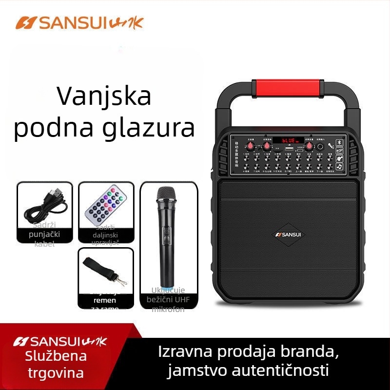 Bežični Bluetooth prijenosni zvučnik za dom i vanjsku upotrebu – IPX4, 40 Hz–20 kHz, SNR ≥100 dB, ugrađena baterija 1200–2000 mAh, slot za karticu