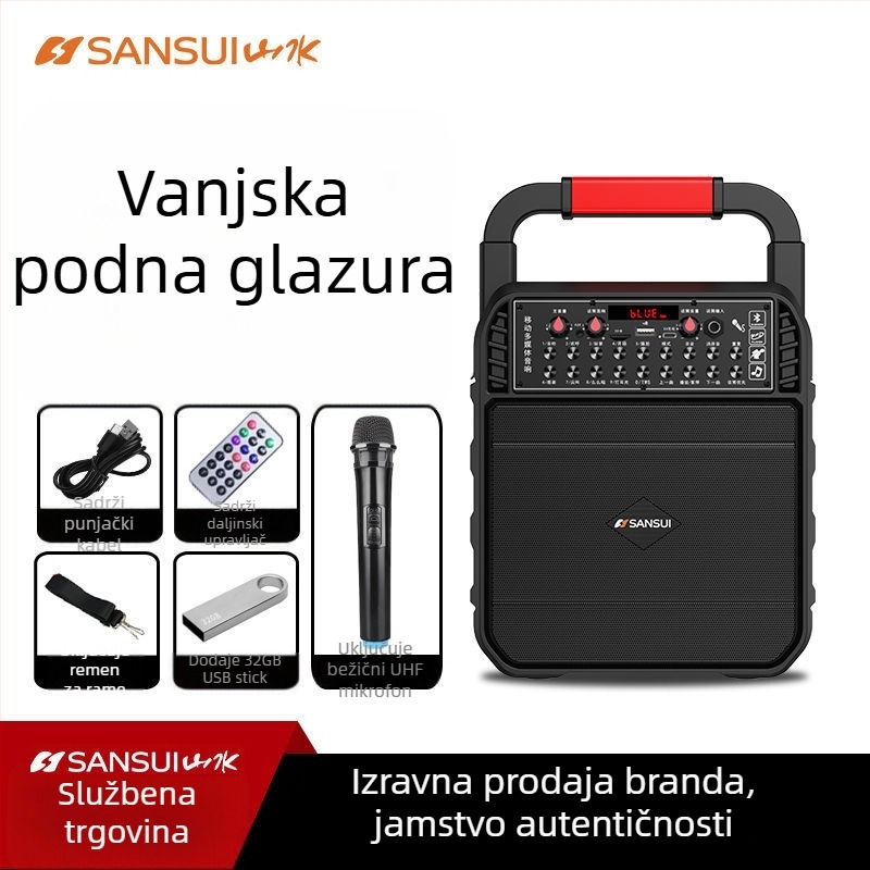 Bežični Bluetooth prijenosni zvučnik za dom i vanjsku upotrebu – IPX4, 40 Hz–20 kHz, SNR ≥100 dB, ugrađena baterija 1200–2000 mAh, slot za karticu