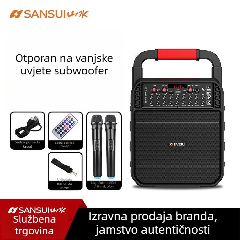 Bežični Bluetooth prijenosni zvučnik za dom i vanjsku upotrebu – IPX4, 40 Hz–20 kHz, SNR ≥100 dB, ugrađena baterija 1200–2000 mAh, slot za karticu