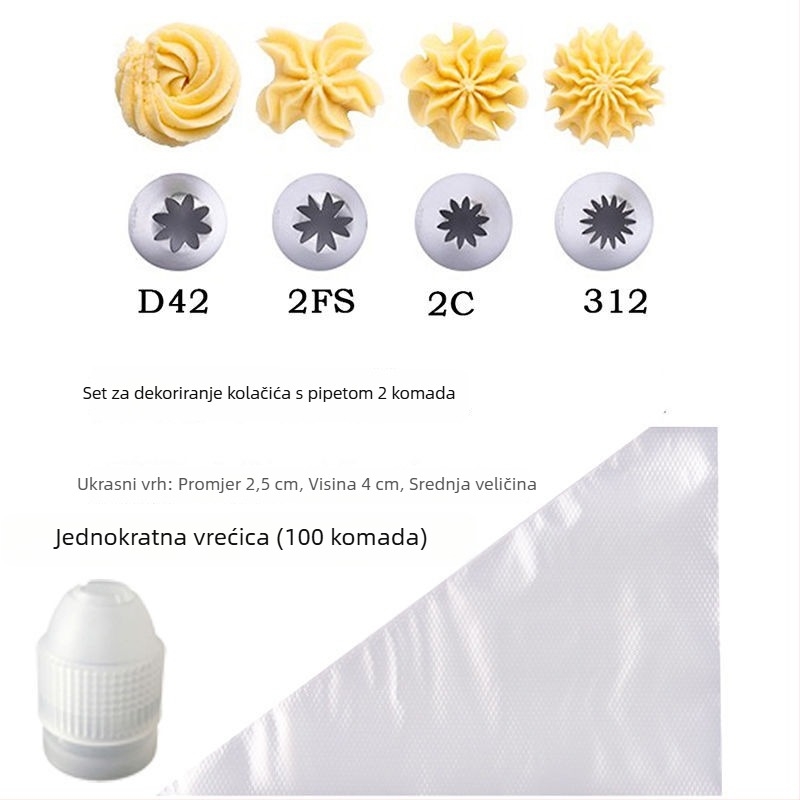 Set nastavaka za ukrašavanje od bešavne 304 nehrđajuće čelika, prehrambene kvalitete, za torte i kekse