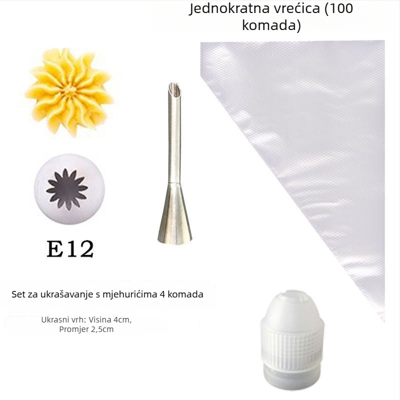 Set nastavaka za ukrašavanje od bešavne 304 nehrđajuće čelika, prehrambene kvalitete, za torte i kekse