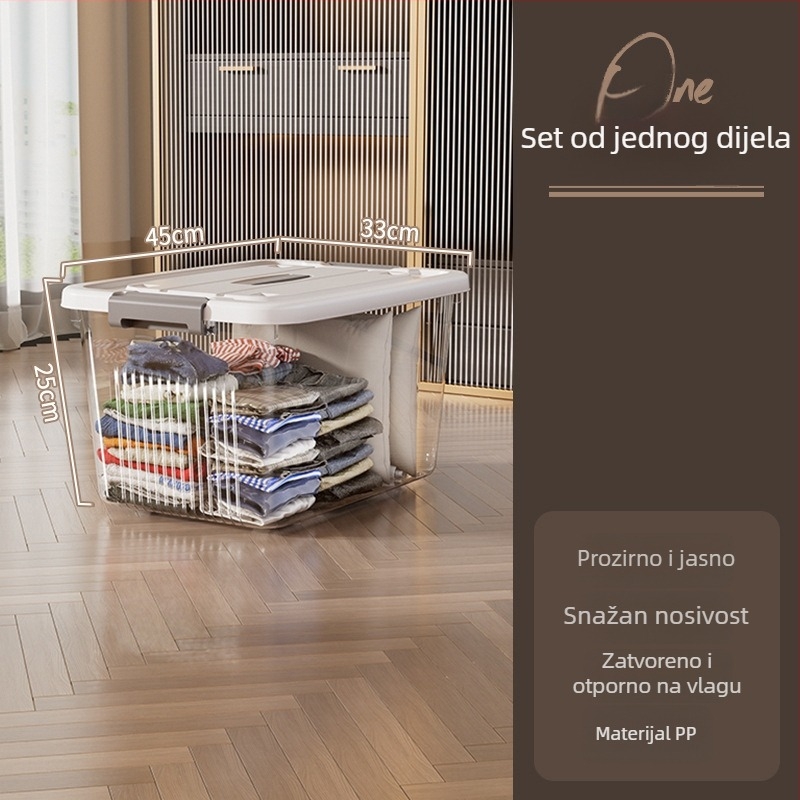 Plastična kutija za pohranu s poklopcem za odjeću, 100–150 L, PP materijal, prijenosna, otporna na prašinu i vlagu, model 8887