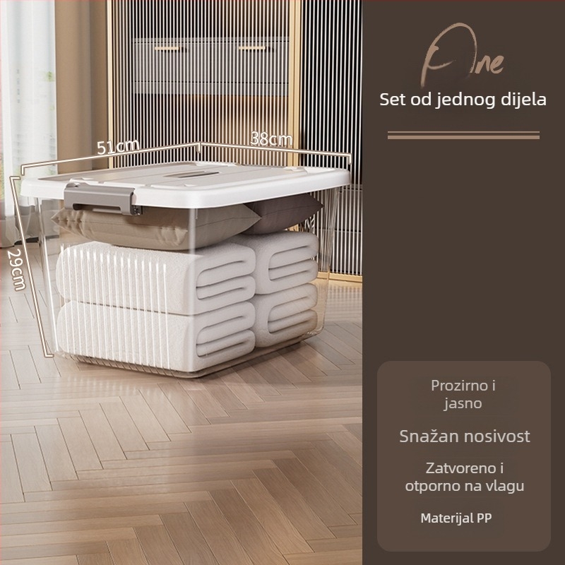 Plastična kutija za pohranu s poklopcem za odjeću, 100–150 L, PP materijal, prijenosna, otporna na prašinu i vlagu, model 8887