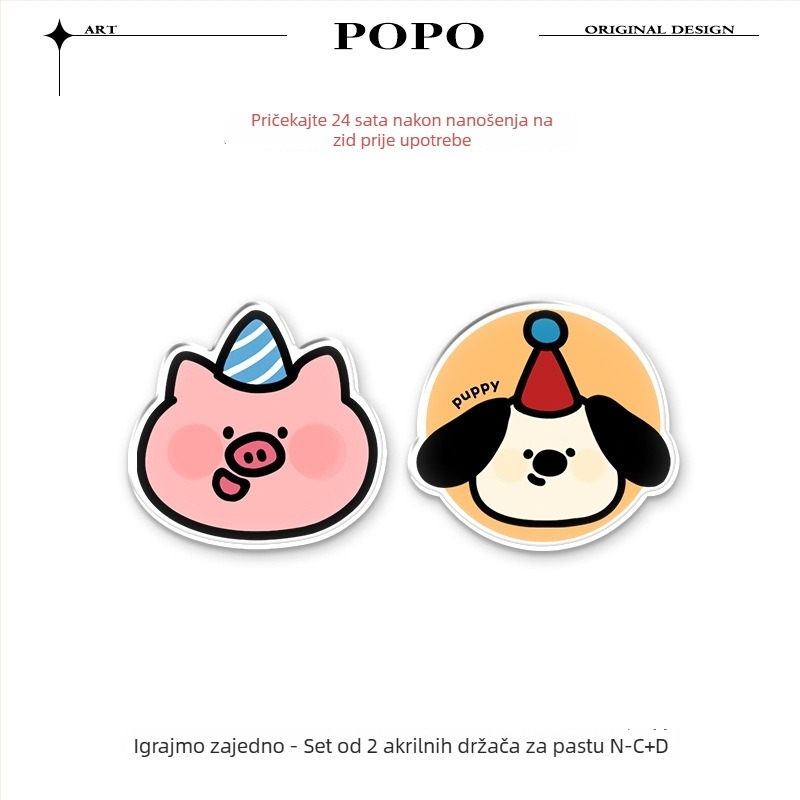 Držač za pastu za zube Happy Little Pig, zidni, bez bušenja, klips za pastu i ormar za kupaonicu