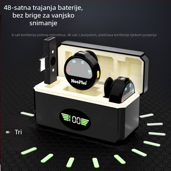 NP-58 lavalier mikrofon; ugrađena baterija; frekvencijski raspon 20 Hz–20 kHz; omjer signal/šum ≥95 dB; trajanje baterije 8–12 h