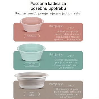 Sklopiva posuda za pranje – Prijenosna, Višenamjenska za dom, studentski dom, putovanja, pranje dječje odjeće