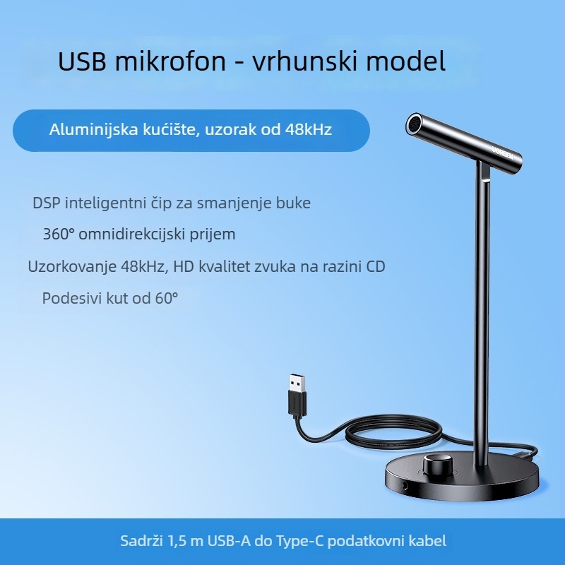 Cm379 USB stolni mikrofon za livestreaming i igrice, omnidirekcijski prijem, dinamički element, SNR ≥70 dB