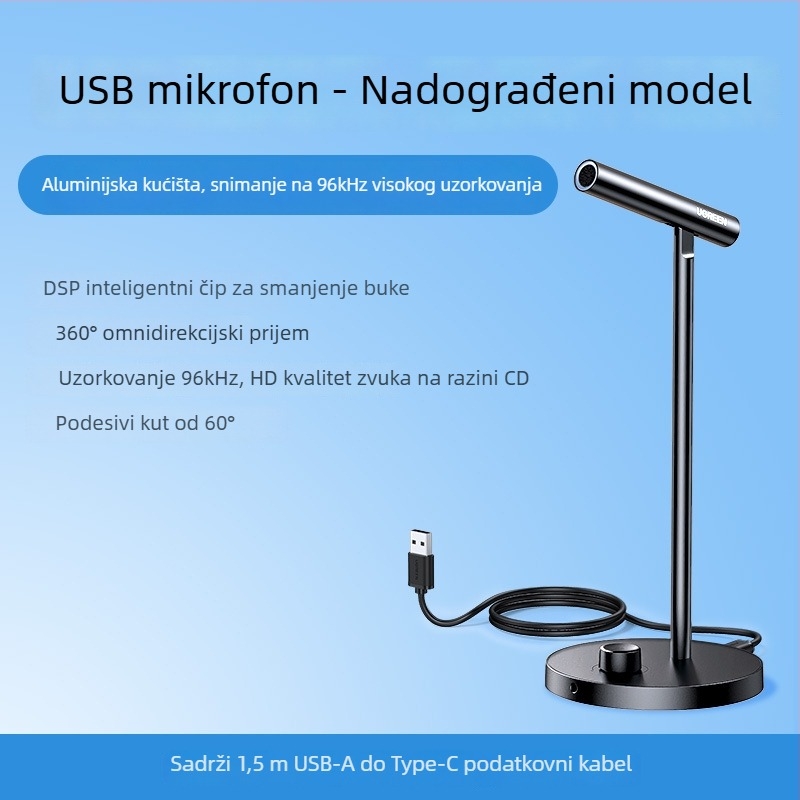 Cm379 USB stolni mikrofon za livestreaming i igrice, omnidirekcijski prijem, dinamički element, SNR ≥70 dB