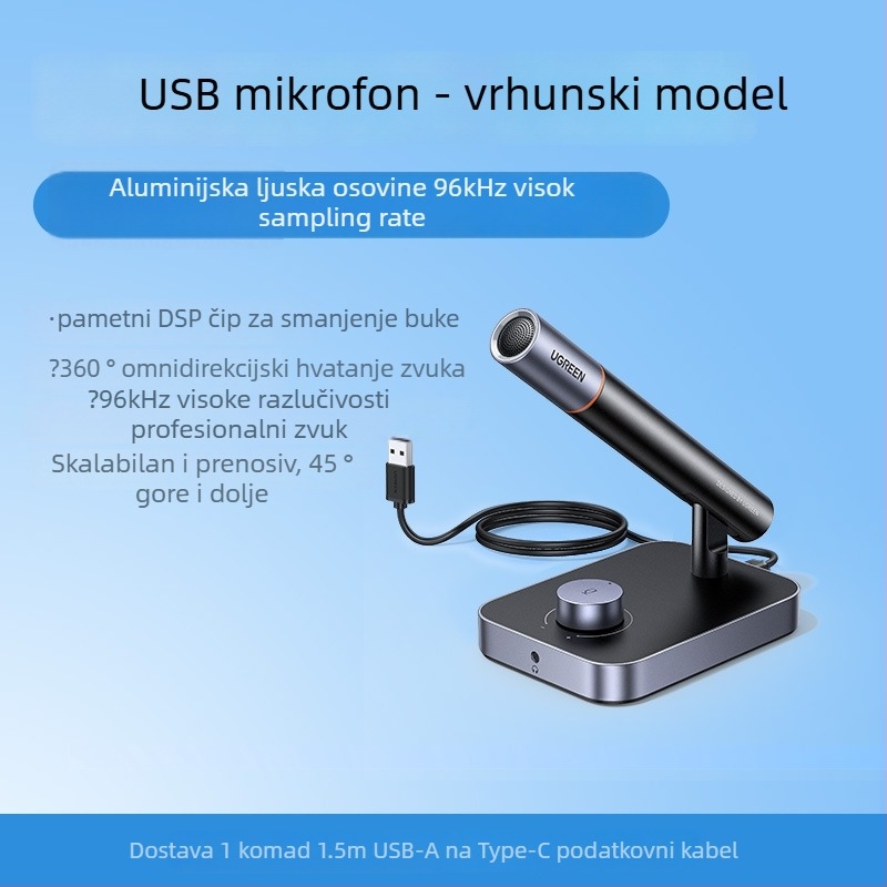 Cm379 USB stolni mikrofon za livestreaming i igrice, omnidirekcijski prijem, dinamički element, SNR ≥70 dB