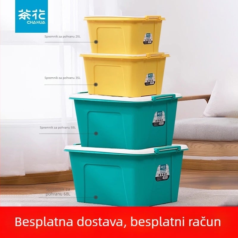 Camellia plastična kutija za pohranu s poklopcem i kotačićima, velik kapacitet, za odjeću, igračke i ostale predmete