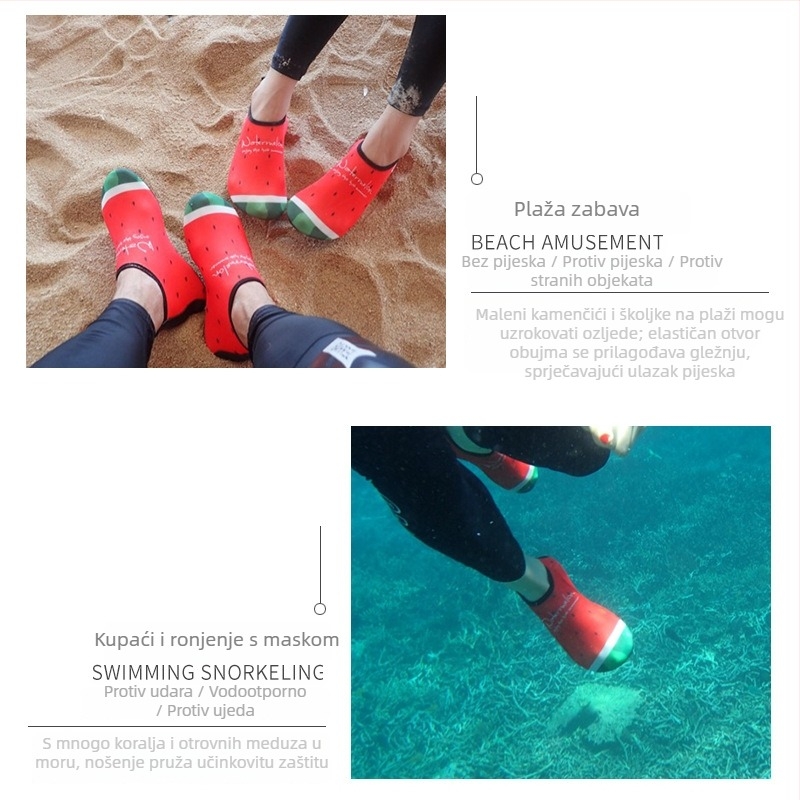Cipele za snorkeling za muškarce i žene - protuklizne, niski gornji dio, EVA srednja podstava, TPR đon, mikrovlakana unutrašnjost