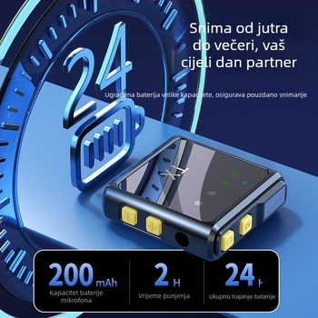 Bežični Lavalier mikrofon za vanjske prijenose uživo – tri u jednom, snimanje zvuka uz redukciju šuma, omnidirakcijski, Bluetooth 5.2, 20Hz–20kHz, SNR ≥60 dB, trajanje baterije 8-12 sati