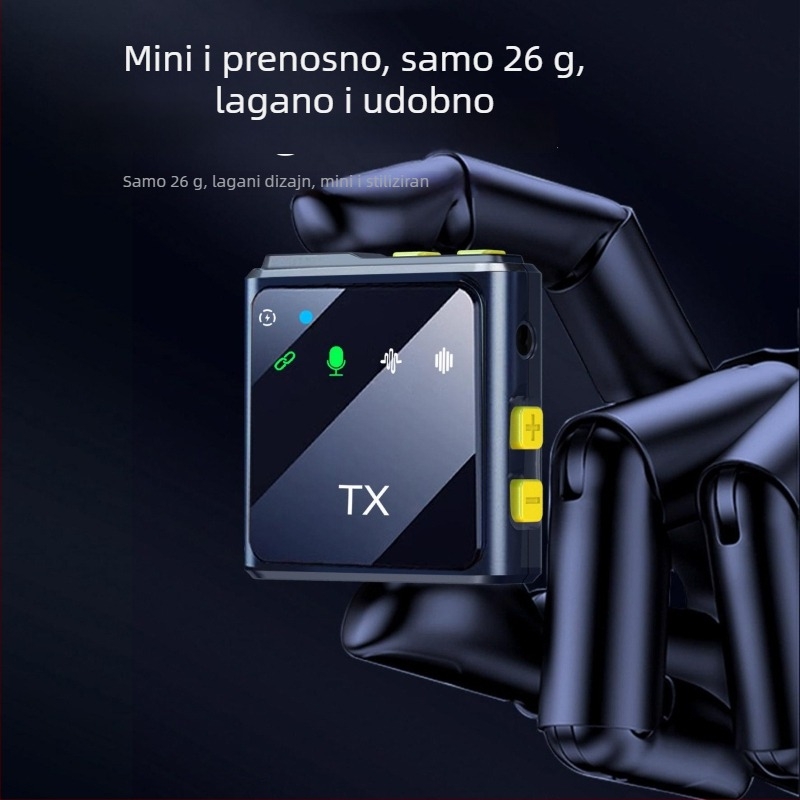 Bežični Lavalier mikrofon za vanjske prijenose uživo – tri u jednom, snimanje zvuka uz redukciju šuma, omnidirakcijski, Bluetooth 5.2, 20Hz–20kHz, SNR ≥60 dB, trajanje baterije 8-12 sati