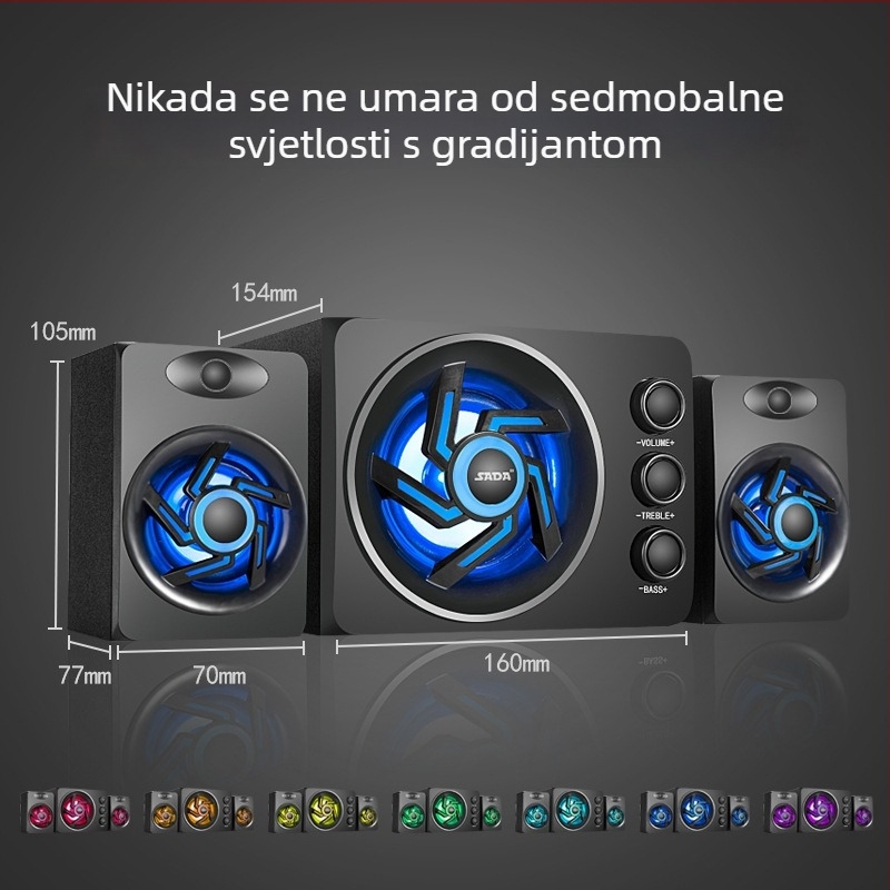 Računalni zvučnik 2.1-kanalni, 3W izlaz, 3,5 mm ulaz, Bluetooth 2.1, drveno kućište
