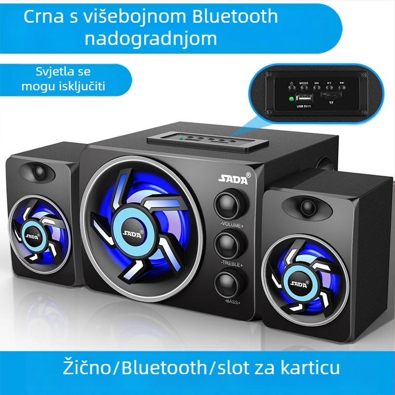 Računalni zvučnik 2.1-kanalni, 3W izlaz, 3,5 mm ulaz, Bluetooth 2.1, drveno kućište