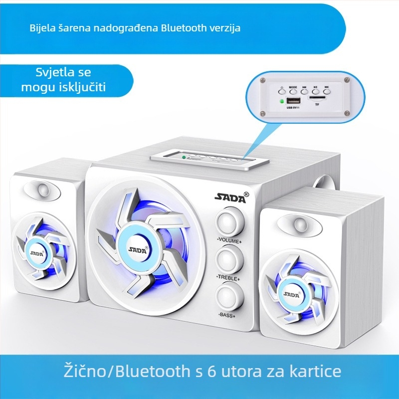Računalni zvučnik 2.1-kanalni, 3W izlaz, 3,5 mm ulaz, Bluetooth 2.1, drveno kućište