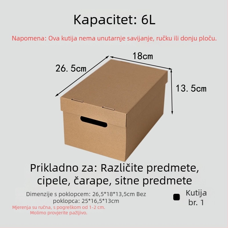 Kutija za skladištenje od valovitog kartona s poklopcem, japanskog stila, sklopiva, prašinu otporna, kapacitet 20-30 L
